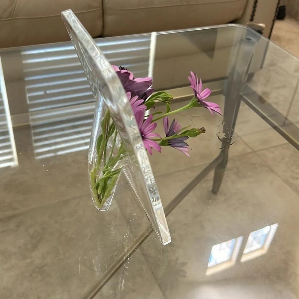 Contemporary Acrylic Vase: Rectangular Shape, Transparent Design / BRAND NEW